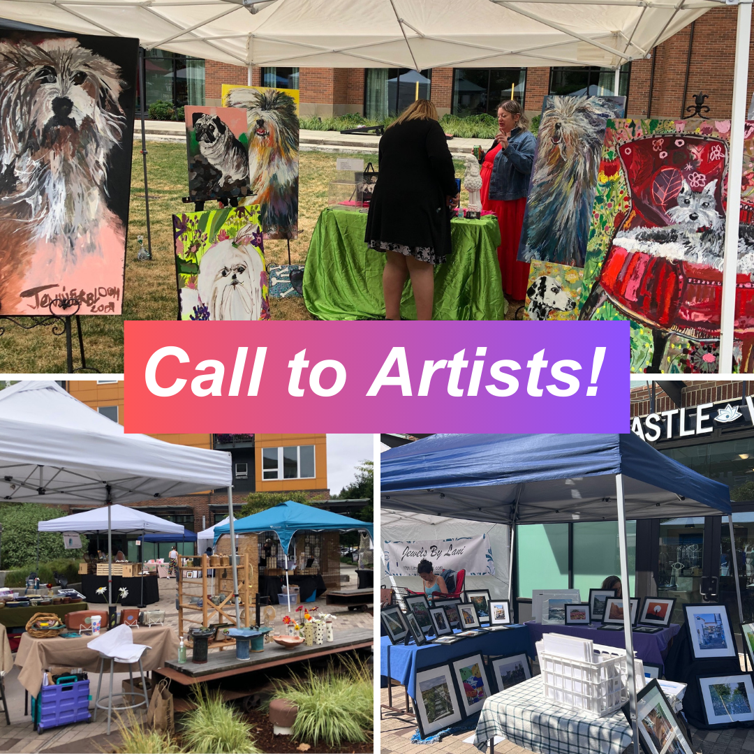 photos of art vendors with Call to Artists header